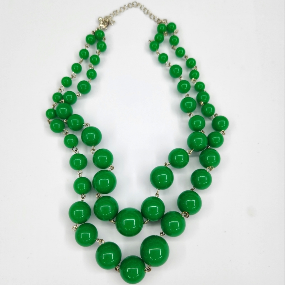 Double Strand Green Ball Necklace